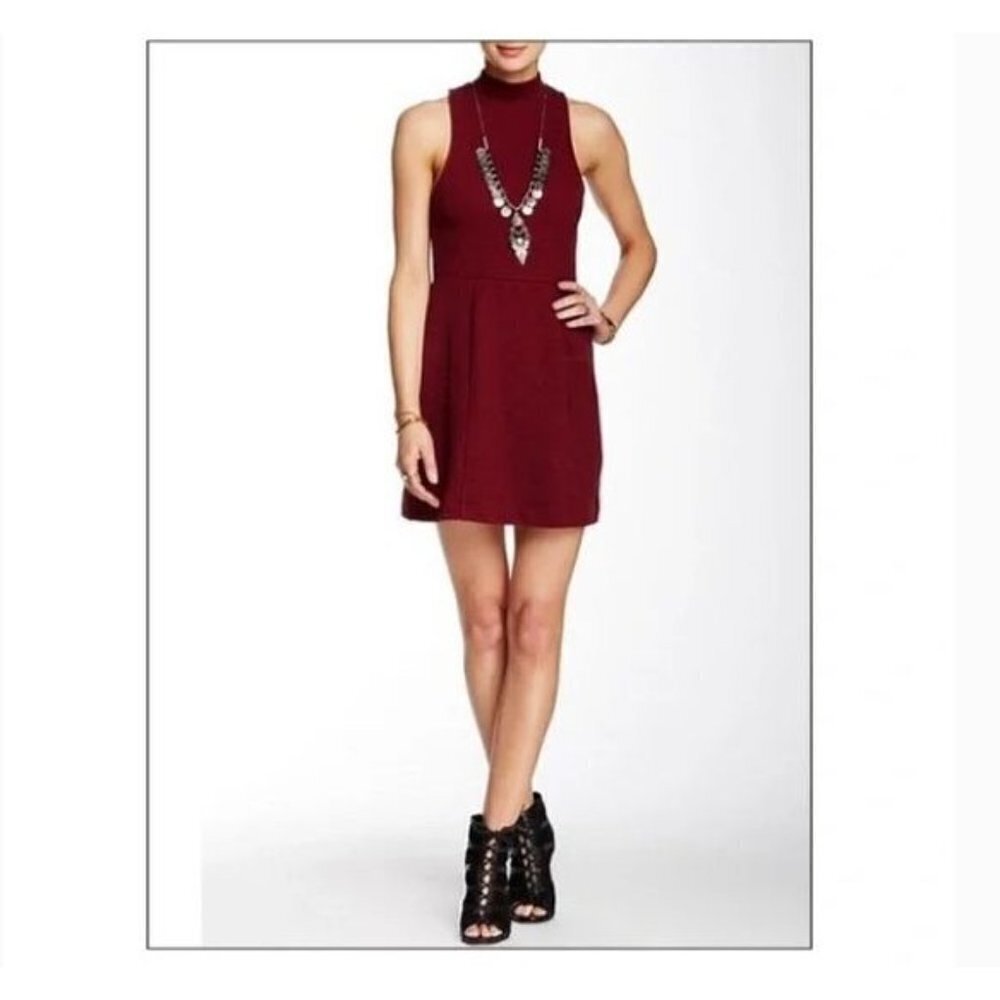 Free People Mary Jane Dress Ribbed Mockneck Sleeveless Fit & Flare Small Womens